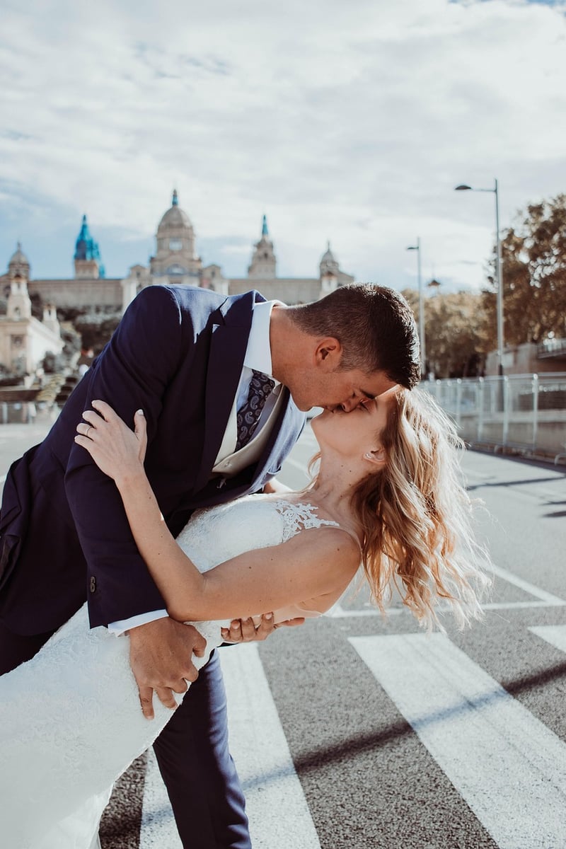 Bride in a modern wedding dress